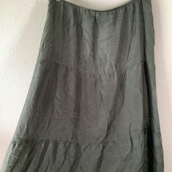 EILEEN FISHER Silk Tiered Maxi Skirt Pull On Lightweight Lagenlook Boho Travel L - Picture 2 of 7